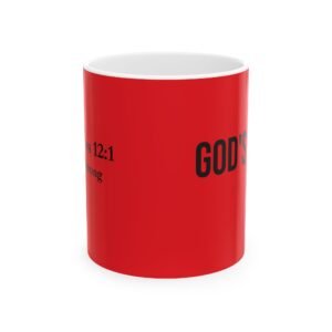 Hebrews 12:1 Red Ceramic Mug - God's Strength Motivational Design - Perfect for Gifts & Daily Inspiration