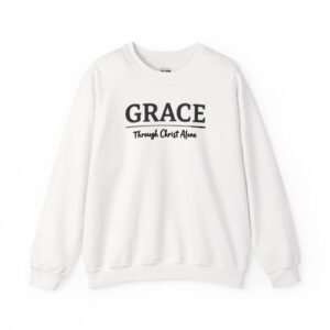 Christian Faith Grace Though Christ Alone Sweatshirt, Bible Verse Apparel, Faith-Based Sports Clothing, Unisex Crewneck Jumper