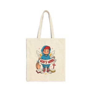 God's Work Cotton Canvas Tote Bag, Christian Tote, Child of God Gift, Religious Bag, Eco-Friendly Shopping, Faith Inspired Design